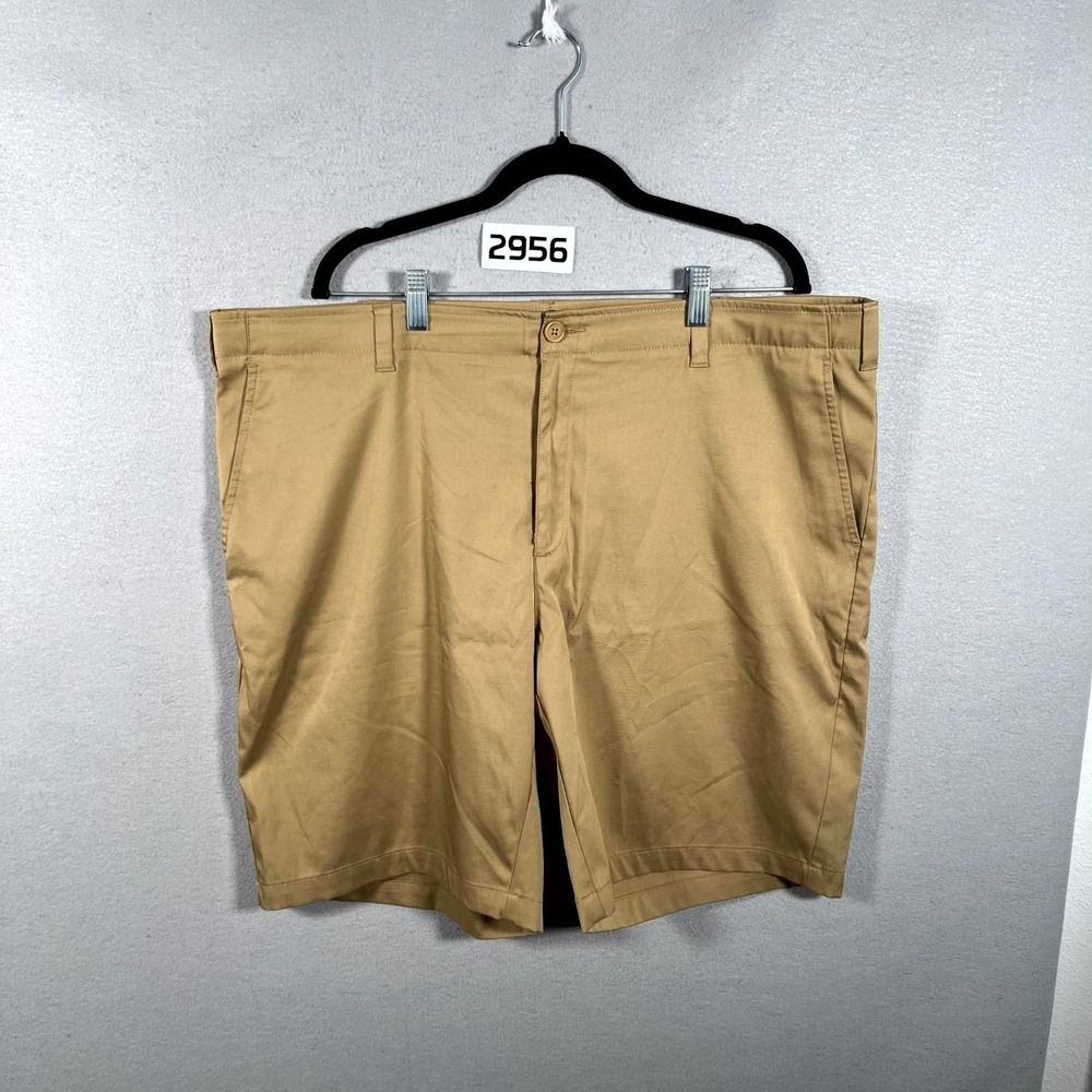BCG Performance Chino Shorts Mens 42 Brown Stretch Athletic Flat Front Casual‎